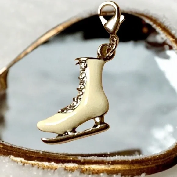 Ice Skate Enamel Lobster clasp Zipper pull, purse shoe charm - Picture 2 of 5